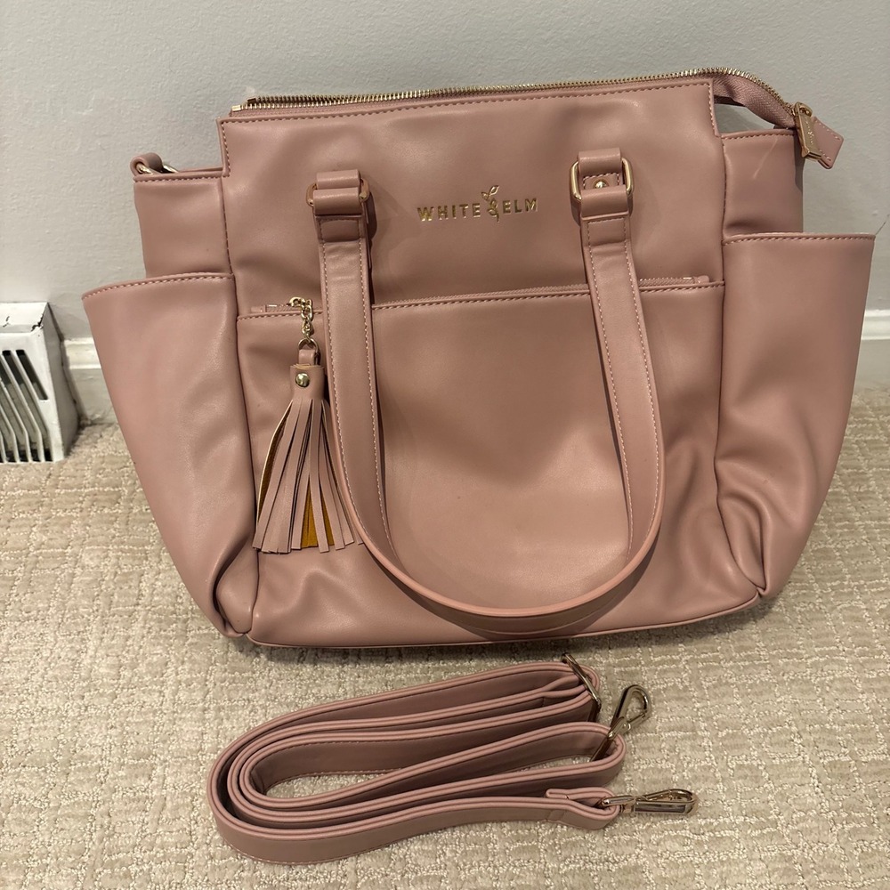 White Elm Gemini Mini Convertible Backpack, Travel, Work Diaper Bag - Dusty Rose